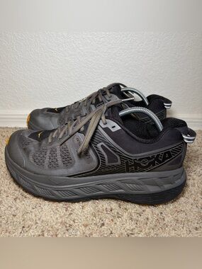 Hoka One One Stinson ATR 5 Mens US 11 Trail Running Hiking Shoes Gray/Blk Yellow